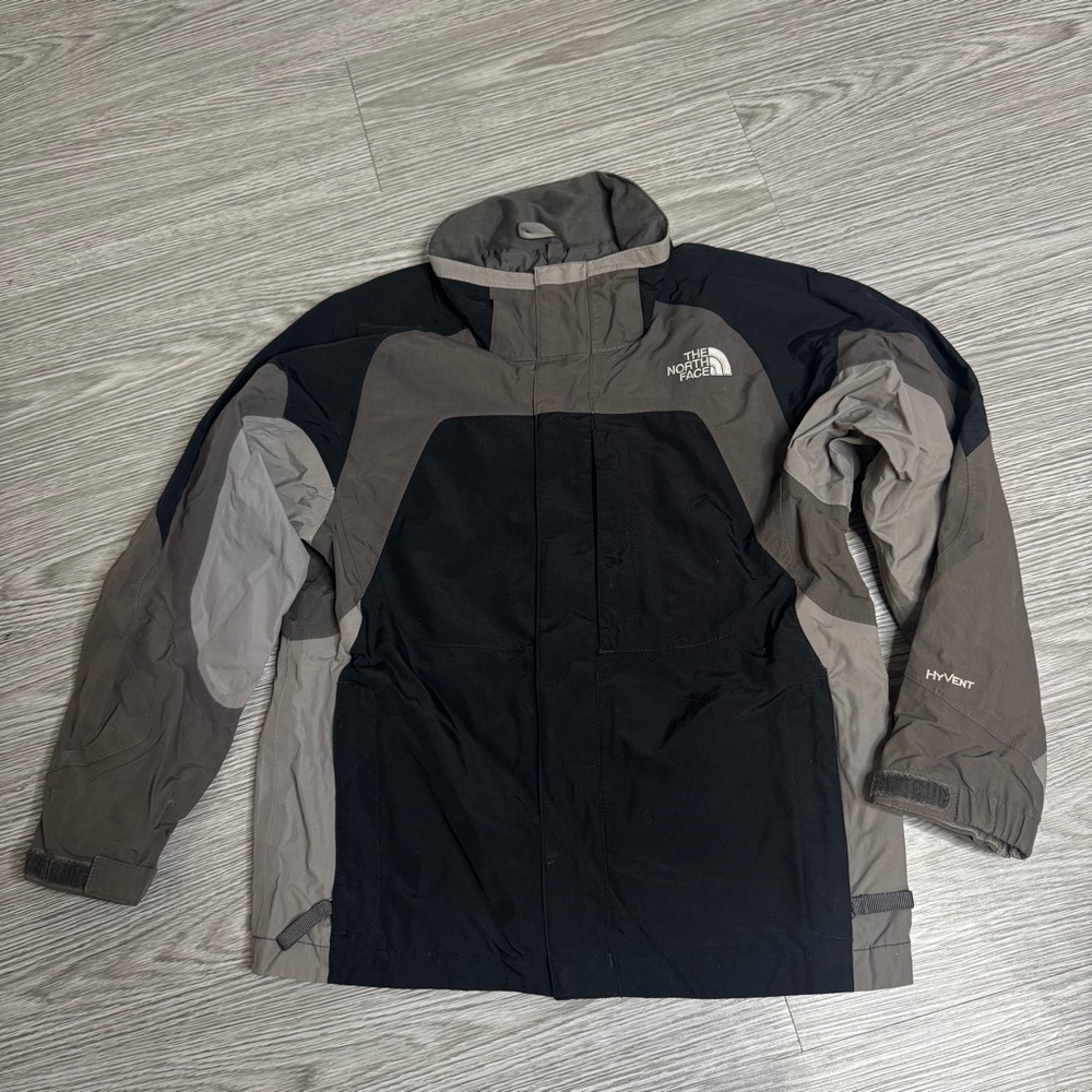 The North Face Jacket Boys Sz M Gray Black HyVent Windbreaker Jacket Youth